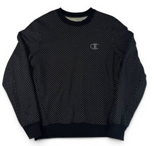 Champion Reverse Weave Polka Dot Crewneck Sweatshirt Black White Men's Medium